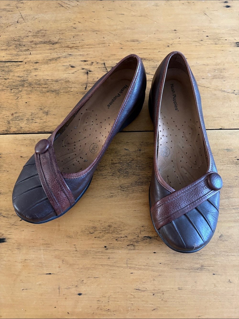 Hush Puppies Women’s Brown Leather Ballet Flats US 8.5 VGUC